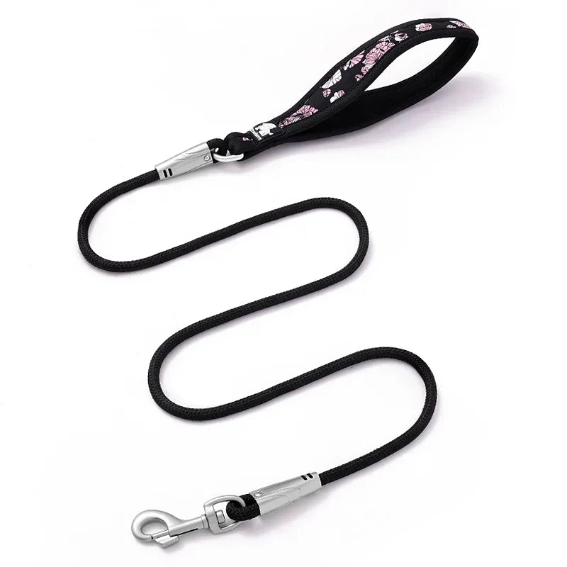 laisse corde nylon large poignee noir