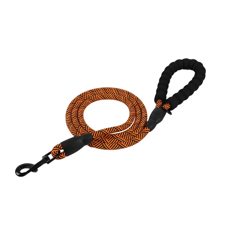laisse corde poignee mousse nylon orange