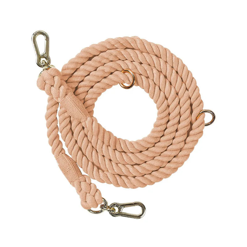 laisse corde tressee 2 attaches naturel
