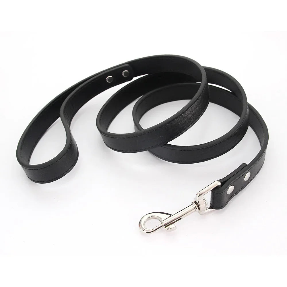 laisse en cuir differentes tailles noir