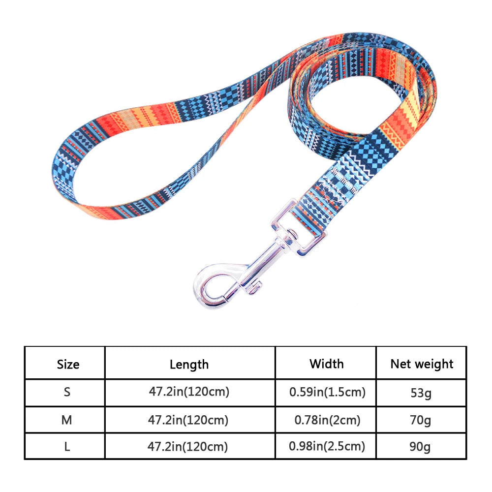 laisse en nylon imprime multi couleur orange et bleu