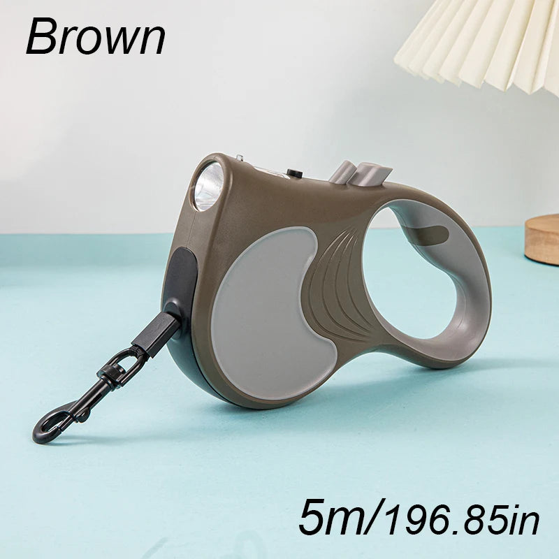laisse enrouleur avec lampe marron