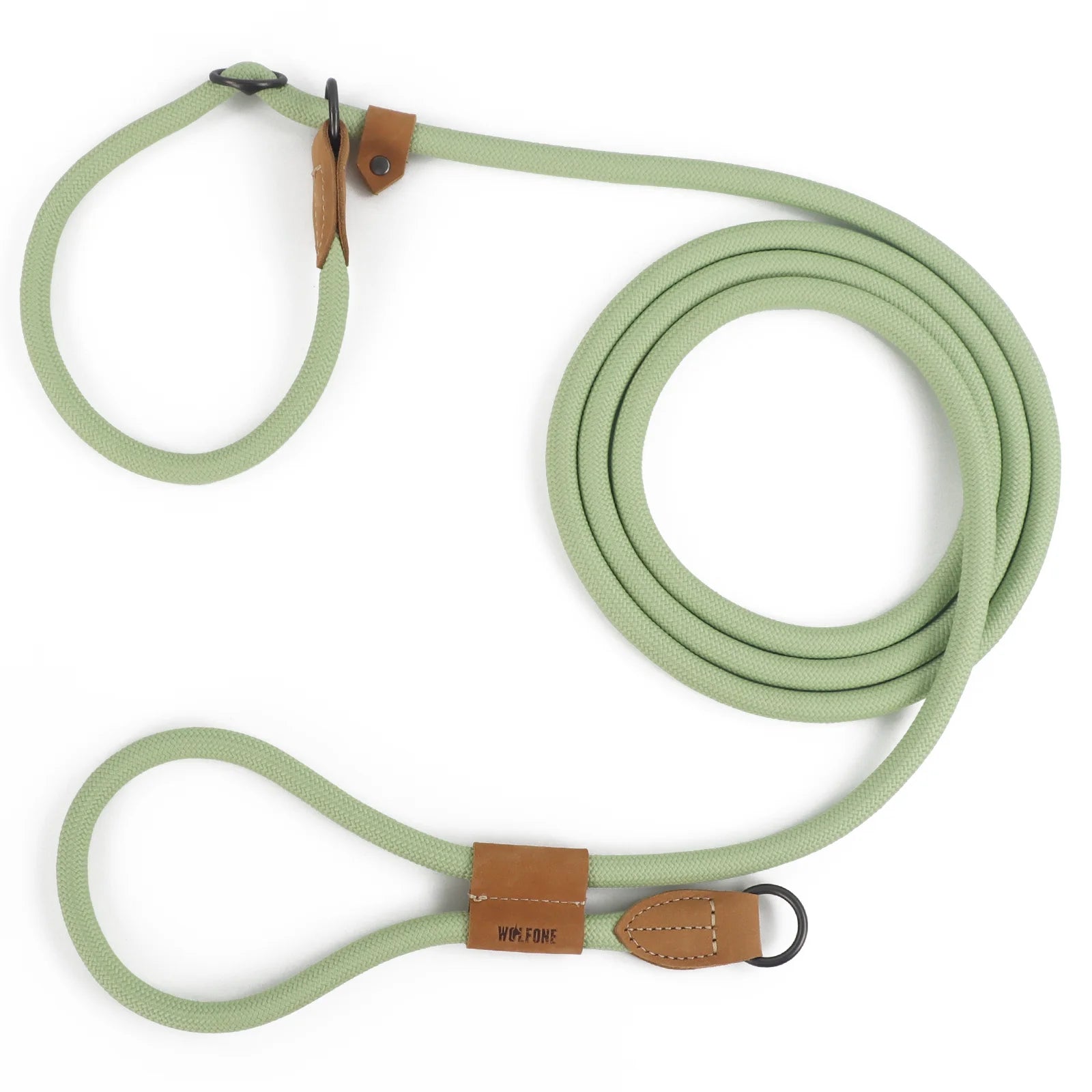 laisse lasso corde nylon mains libres vert clair