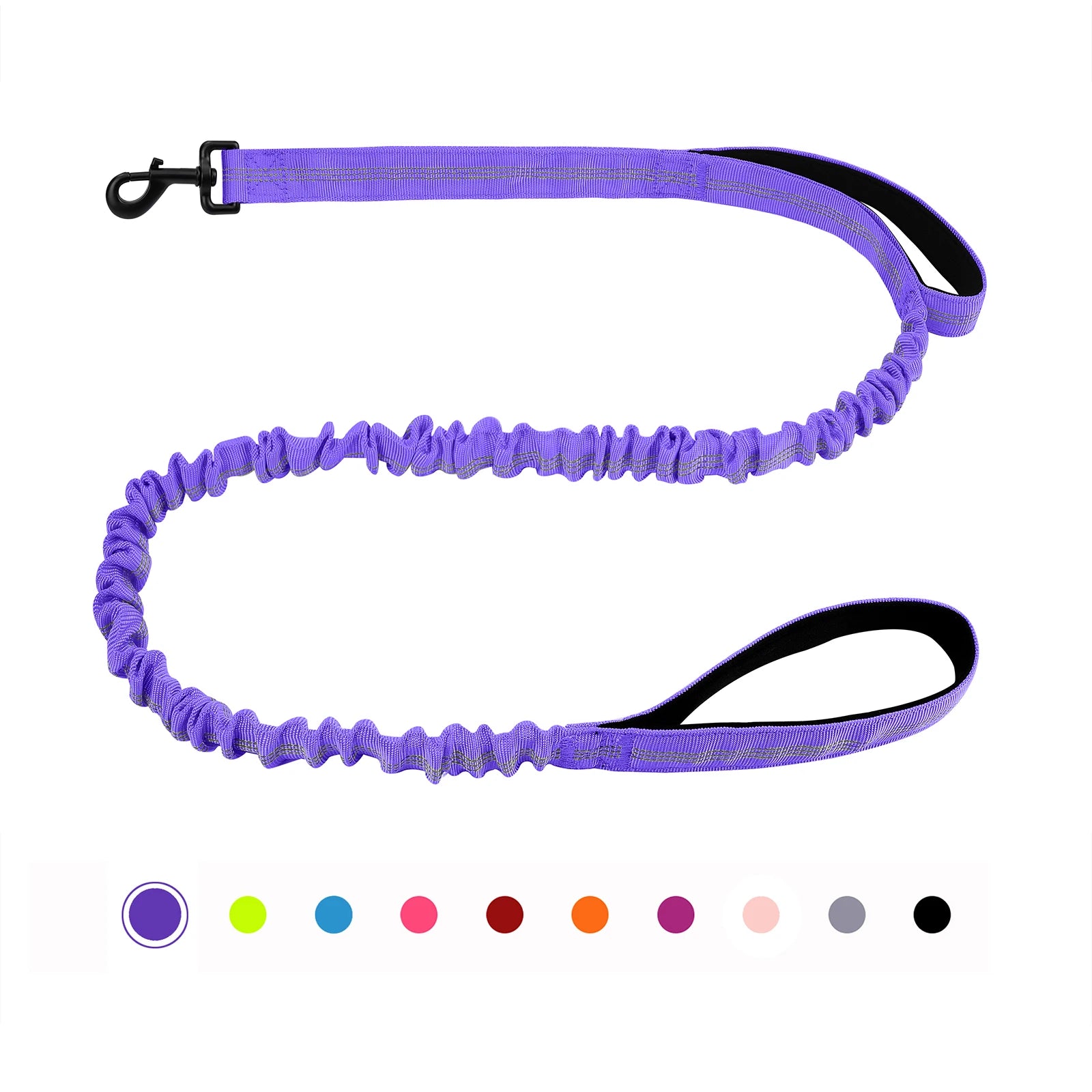 laisse nylon elastique double poignee lila