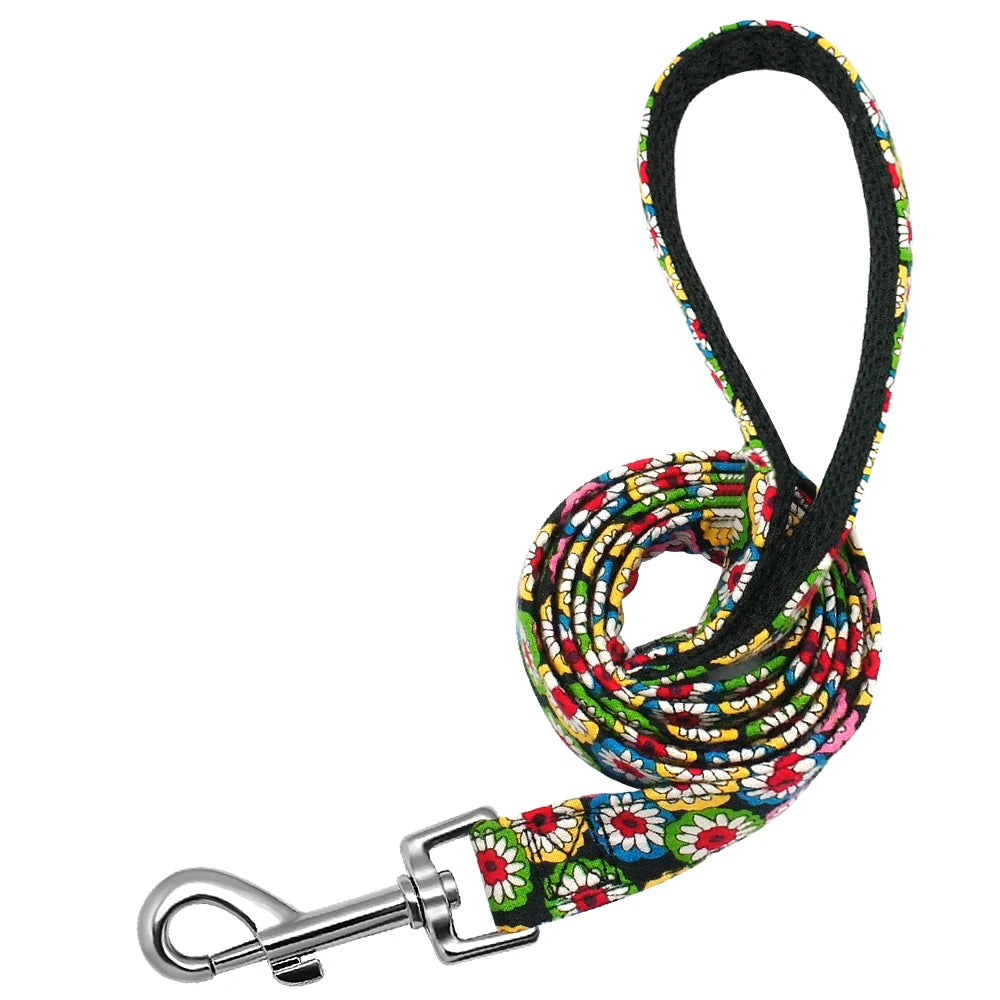 laisse nylon à motif fleur