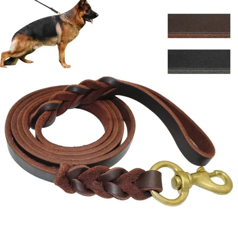 Laisse en cuir robuste pour grand chien