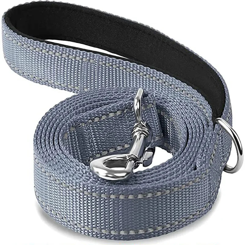 Laisse en nylon reflechissante gris