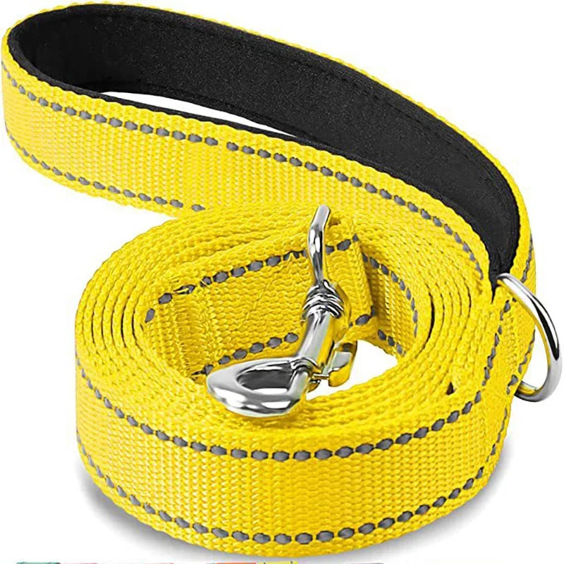 Laisse en nylon reflechissante jaune