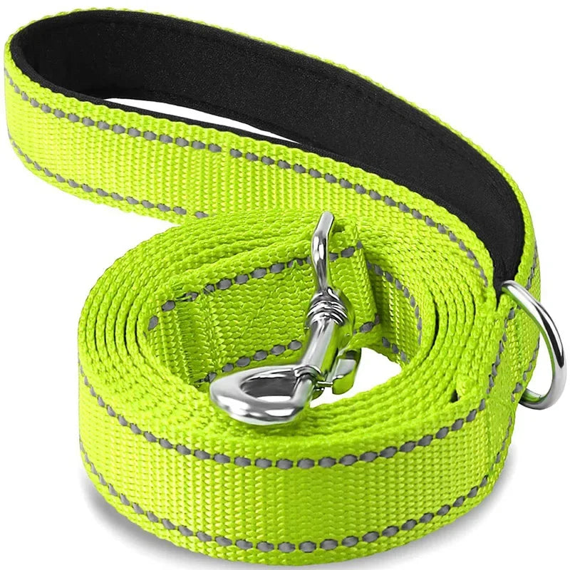 Laisse en nylon reflechissante vert fluo
