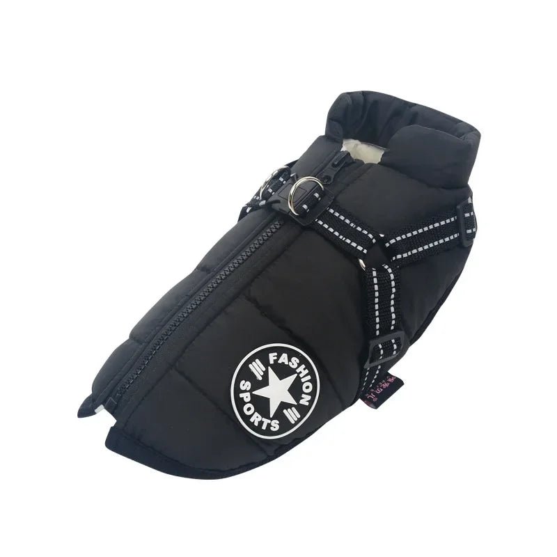 Manteau chaude imperméable pour chien noir