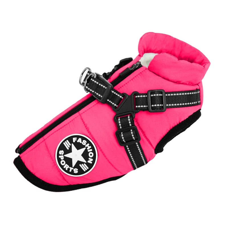 Manteau chaude imperméable pour chien rose