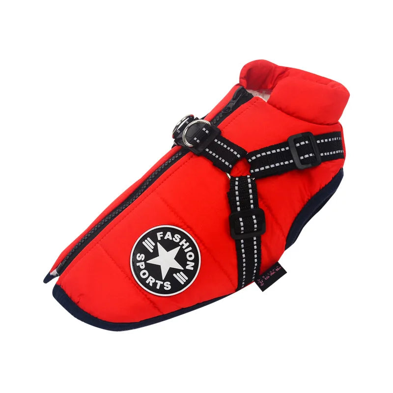 Manteau chaude imperméable pour chien rouge