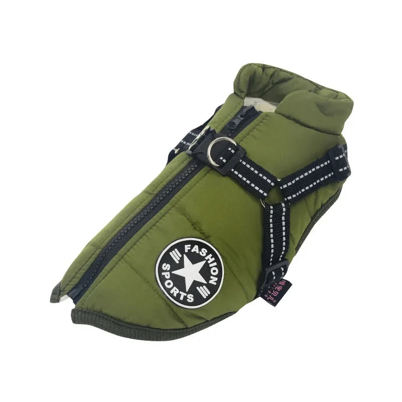 Manteau chaude imperméable pour chien vert