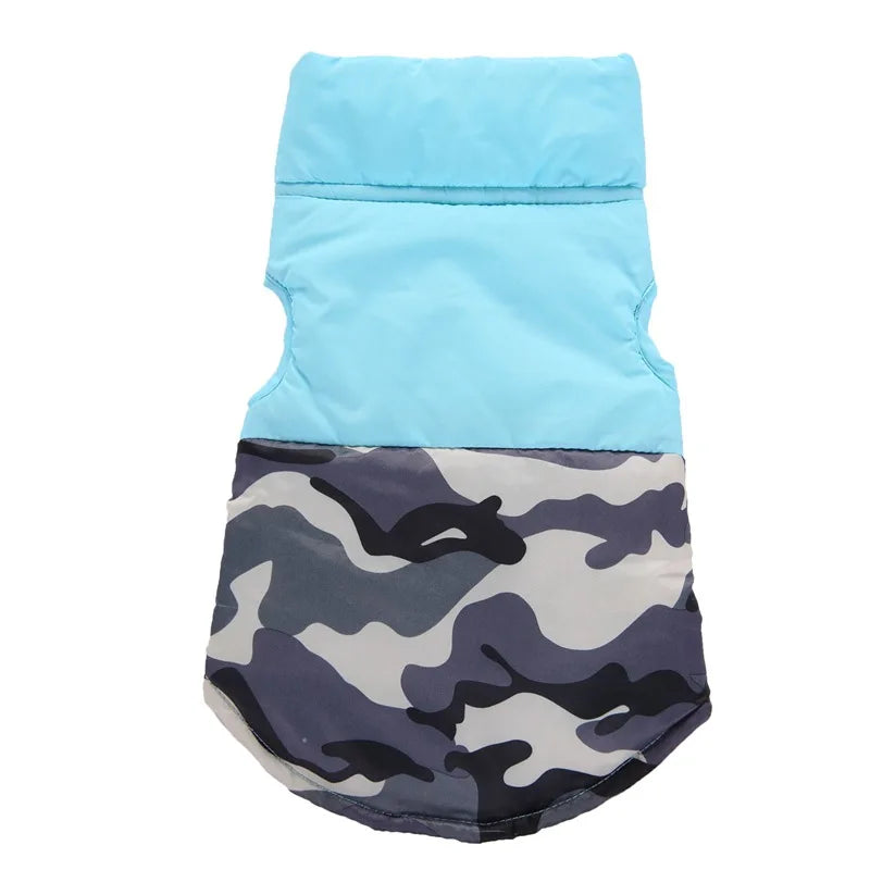 Manteau pour chiens hiver motifs bleu camouflage