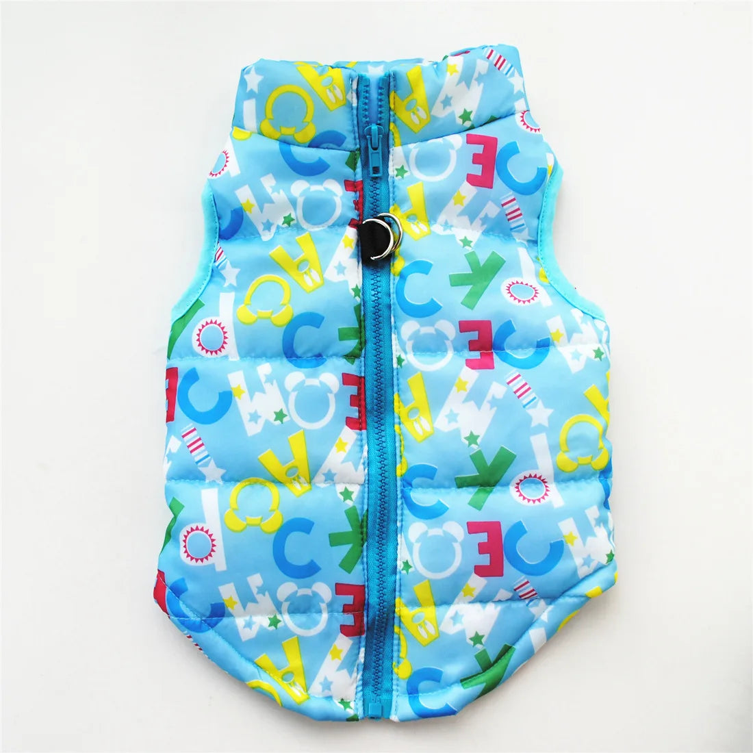 Manteau pour chiens hiver motifs bleu lettres