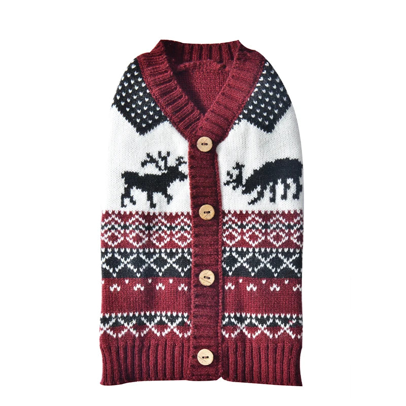 Pull de Noël avec boutons rouge pour chien 