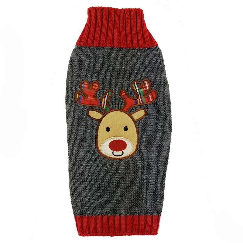Pull de Noël pour chien cerf gris