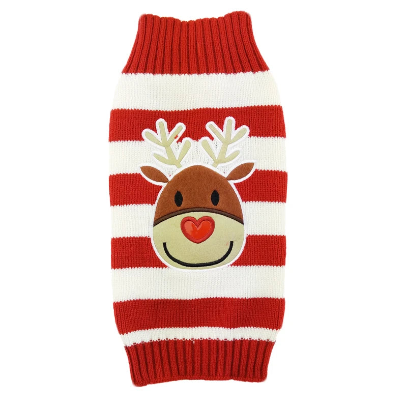 Pull de Noël pour chien cerf rouge et blanc
