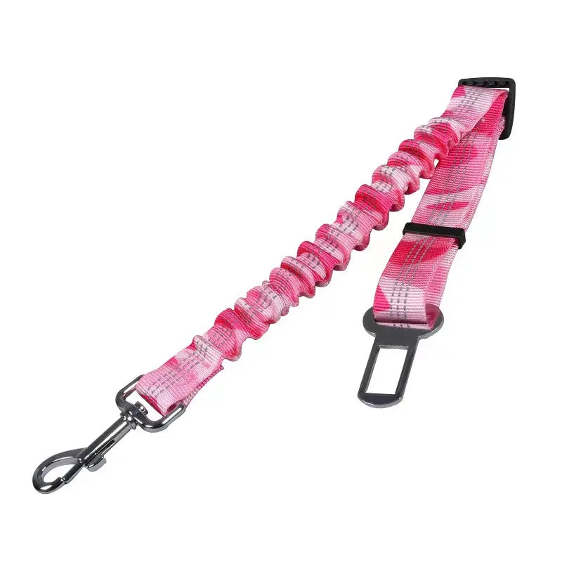 ceinture de securite elastique rose mouchetee