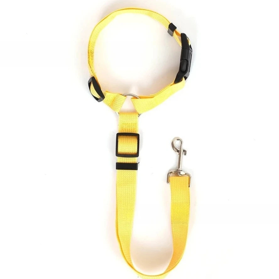 ceinture de securite reglable nylon jaune