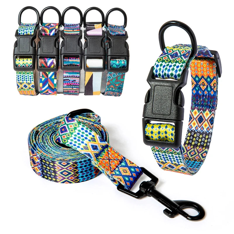 collier et laisse imprime multi couleur