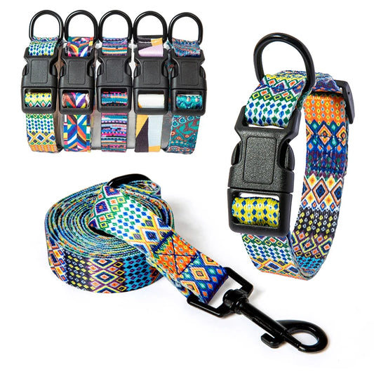 collier et laisse imprime multi couleur
