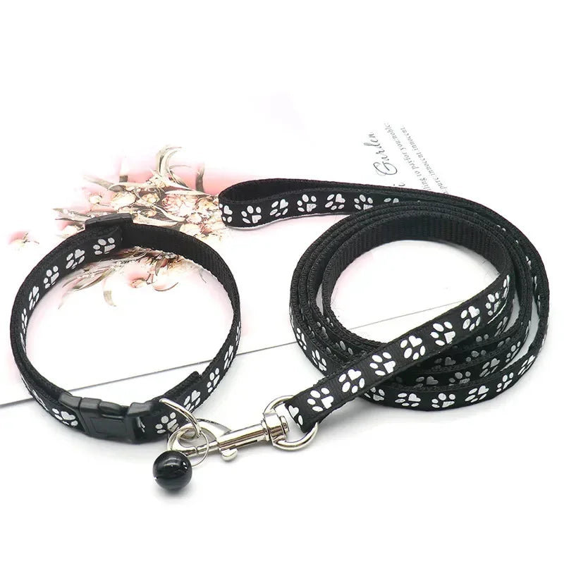 collier et laisse nylon 1,20m noir