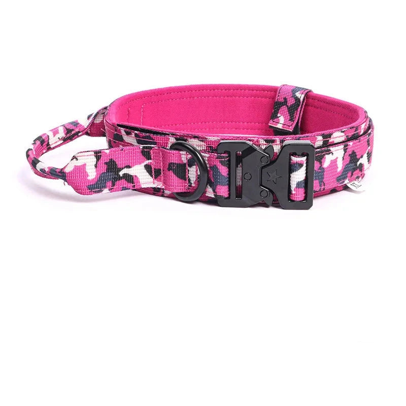 collier tactique pour chien camouflage rose