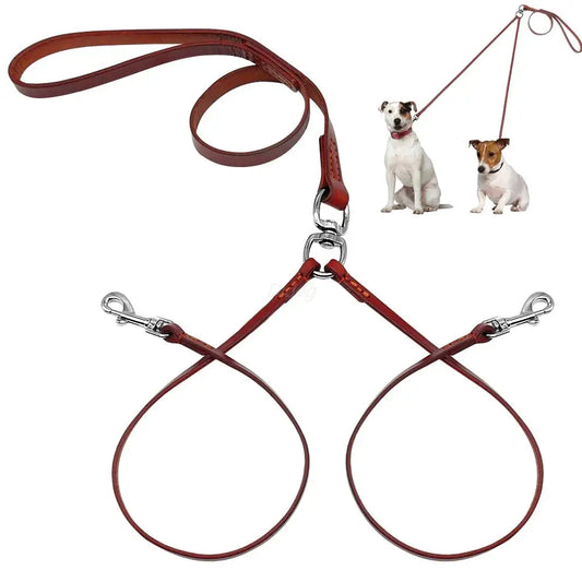 double laisse en cuir