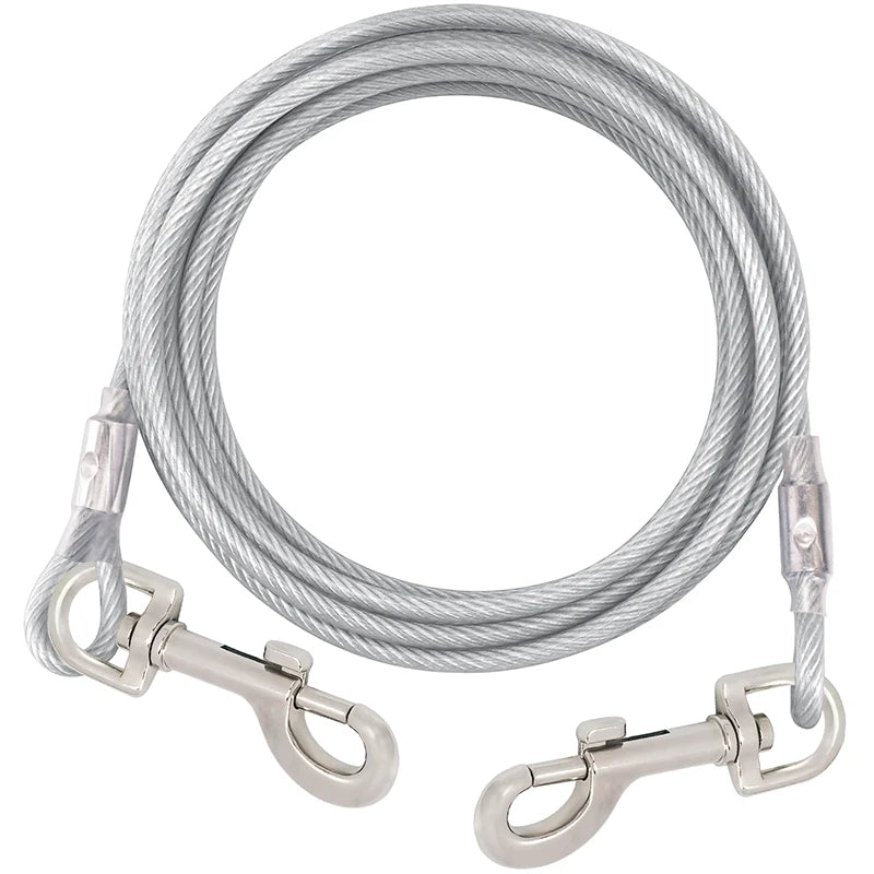 laisse cable double attache argente