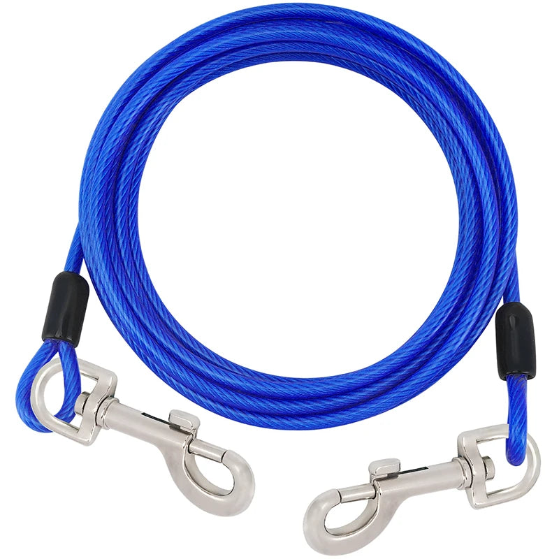 laisse cable double attache bleu roi