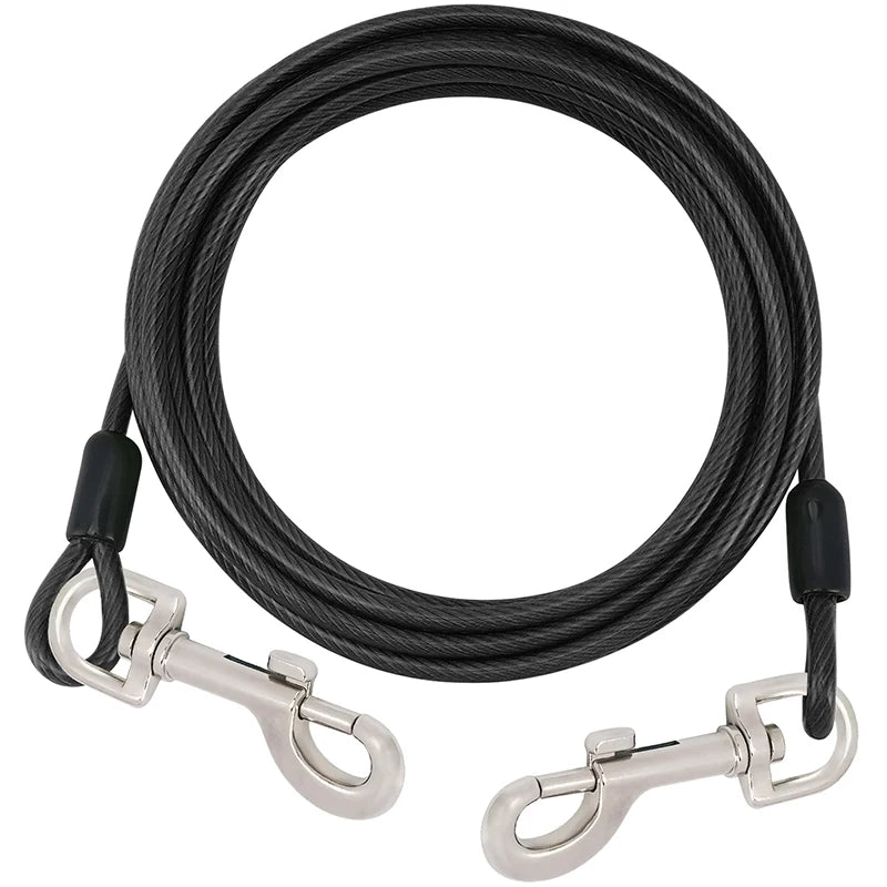 laisse cable double attache noir