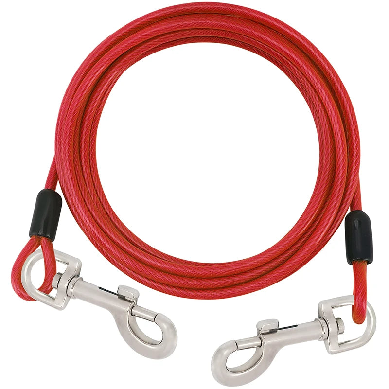 laisse cable double attache rouge