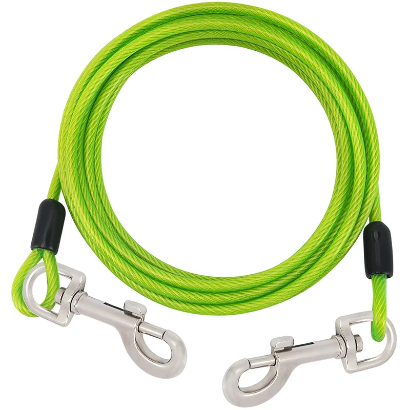 laisse cable double attache vert