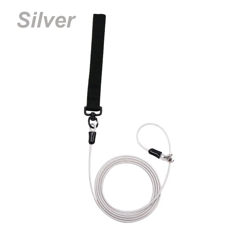 laisse cable lasso poignee nylon argente
