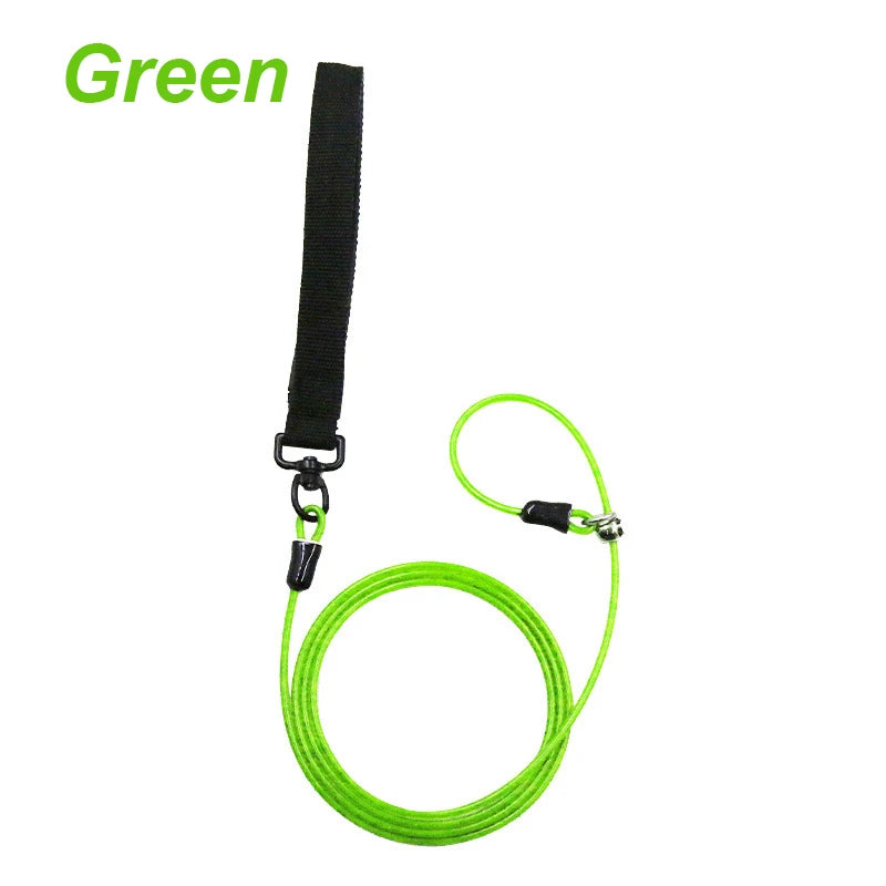 laisse cable lasso poignee nylon vert