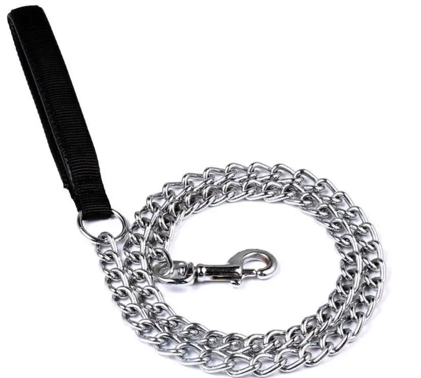 laisse chaine poigne nylon 1,2m noir