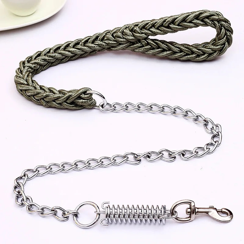 laisse chaine ressort corde tressee vert