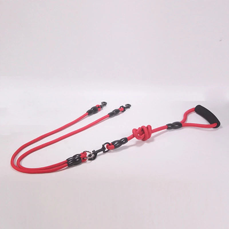 laisse corde 2 chiens rouge