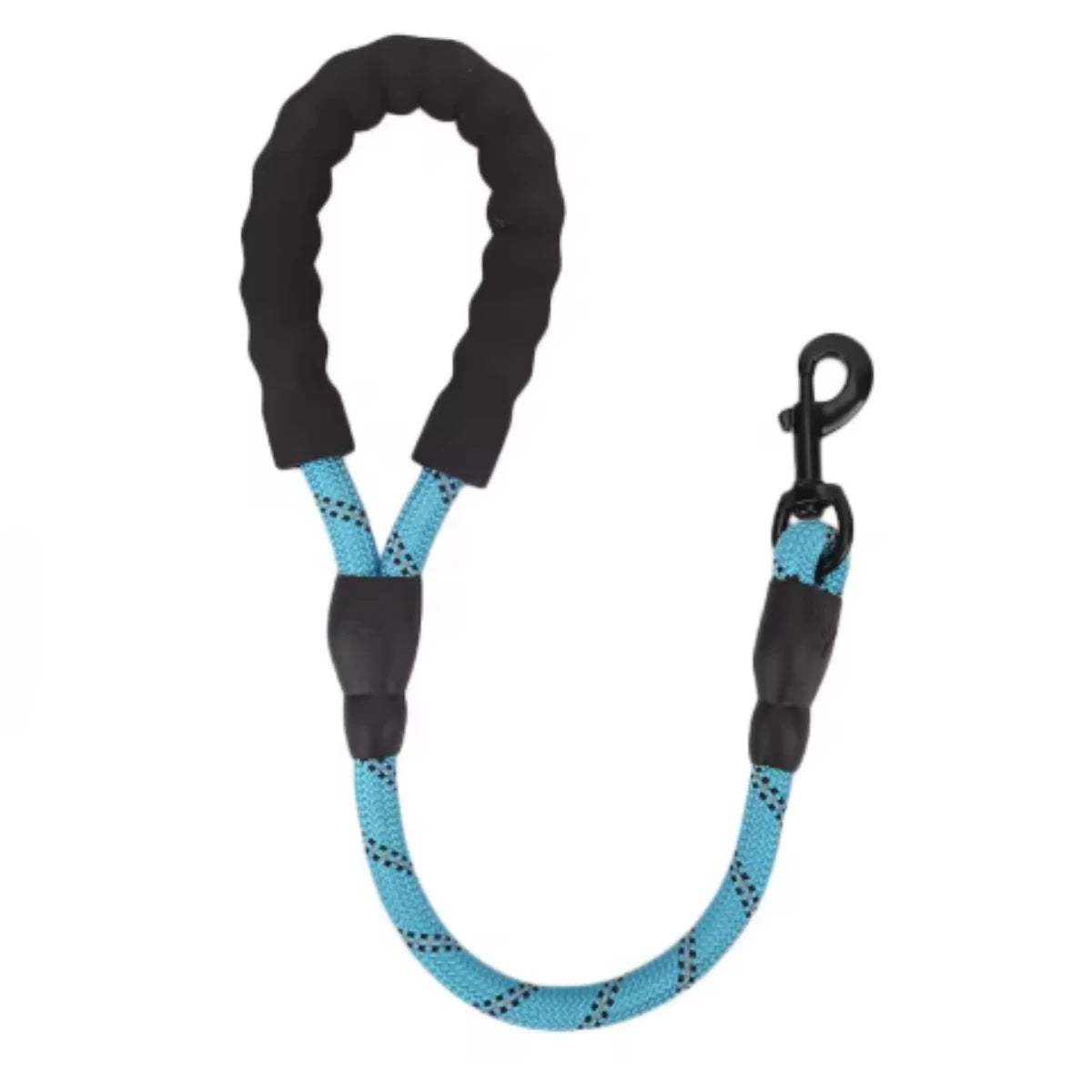 laisse corde courte poignée mousse bleu