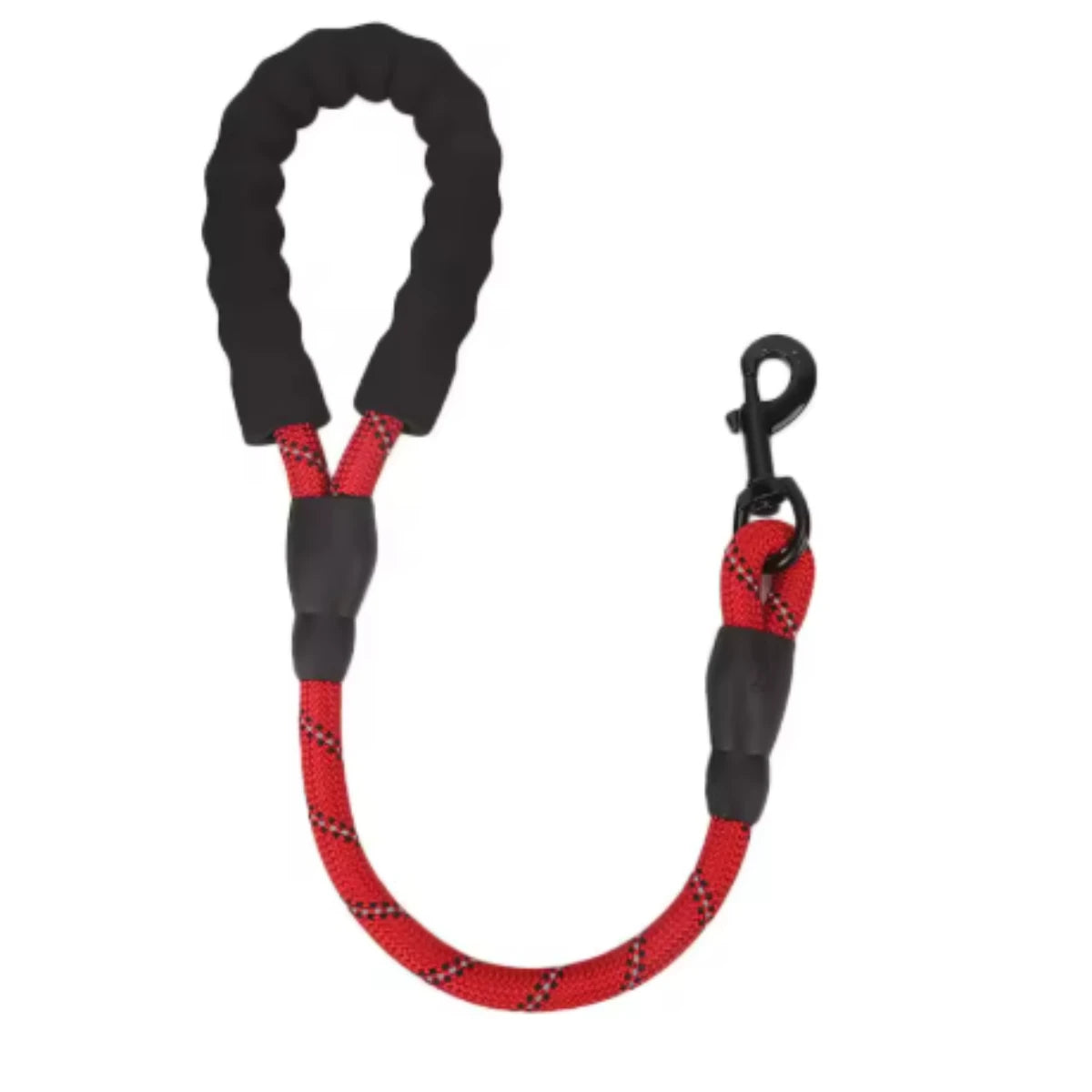 laisse corde courte poignée mousse rouge