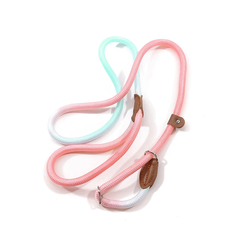 laisse corde lasso pastel vert et rose