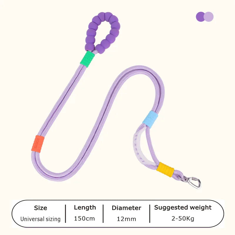 laisse corde mains libre poignee confort violet