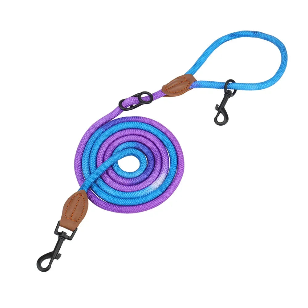 laisse corde mains libres 2,35 m violet et bleu