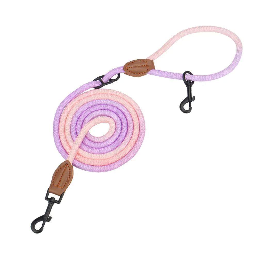 laisse corde mains libres 2,35 m violet et rose