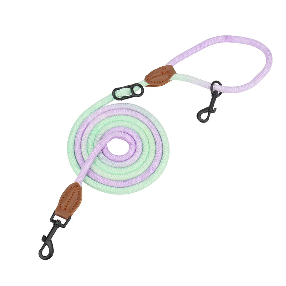 laisse corde mains libres 2,35 m violet et vert
