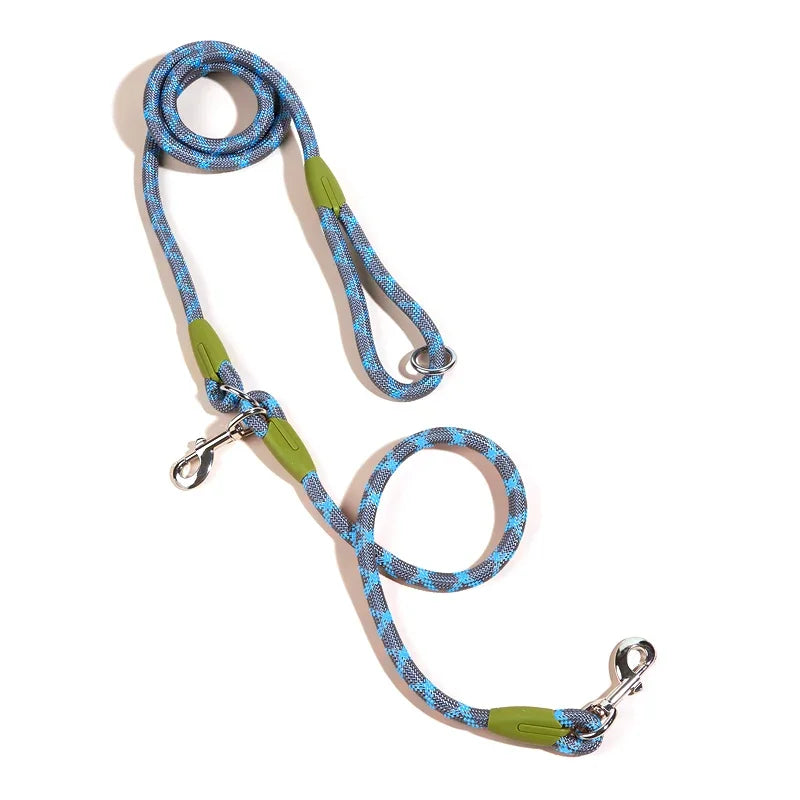 laisse corde mains libres couleur bleu et gris