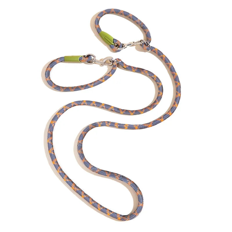 laisse corde mains libres couleur gris orange