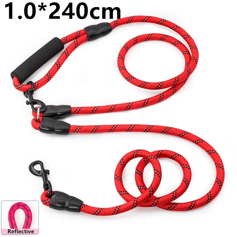 laisse corde mains libres reflechissante rouge
