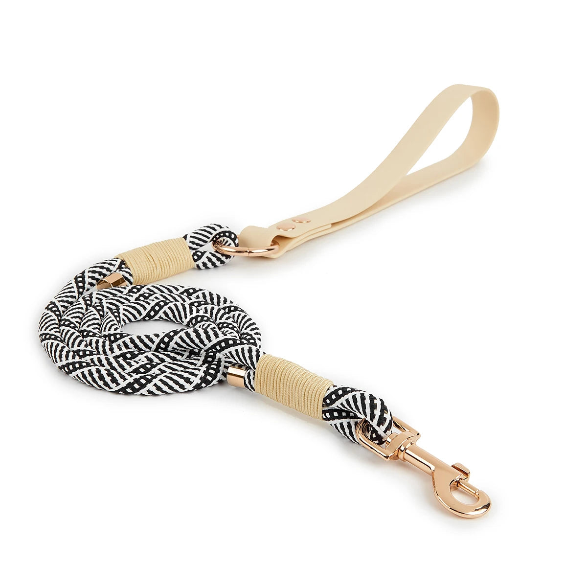 laisse corde motif noir et blanc